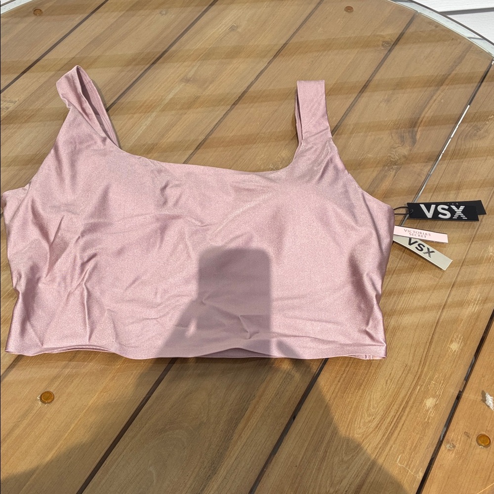 VSX Dusty Pink Shimmery Crop Sports Tank